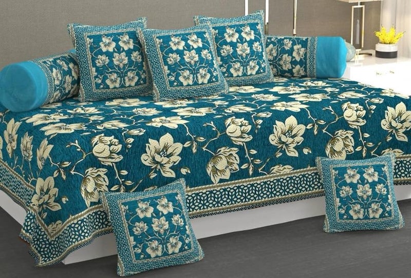 Laying Style™ Diwan Set of 8 Pieces Combo with Sofa Covers for Living Room 5 Seater and Center Table Cover (Design-6) - Image 3