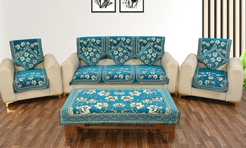 Laying Style™ Diwan Set of 8 Pieces Combo with Sofa Covers for Living Room 5 Seater and Center Table Cover (Design-6) - Image 2