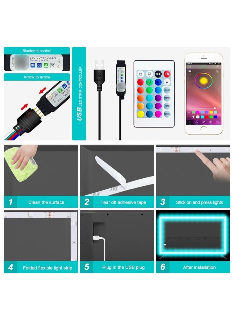 شريط إضاءة LED مرن RGB USB شريط مصباح 2835 ديود USB كابل بلوتوث تحكم تيار مستمر 5 فولت شاشة مكتبية إضاءة خلفية للتلفاز (10 أمتار) - Image 4