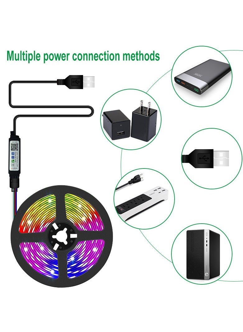 شريط إضاءة LED مرن RGB USB شريط مصباح 2835 ديود USB كابل بلوتوث تحكم تيار مستمر 5 فولت شاشة مكتبية إضاءة خلفية للتلفاز (10 أمتار) - Image 5