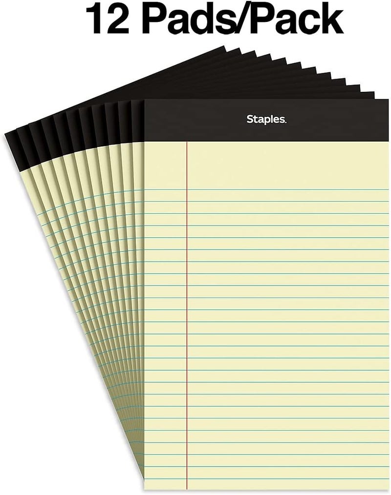 Staples TRU RED Notepads, 5 x 8 Inch, Narrow Ruled Legal Pads, Writing Pad for Home, Office, School, 12-Pack, Canary - Image 2
