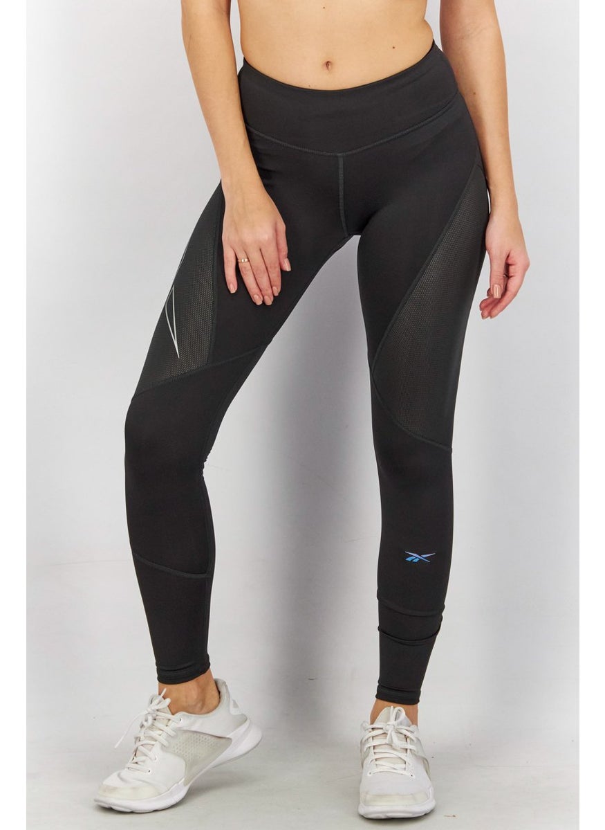 Reebok Women Sports Fit Brand Logo Tights, Black  - Image 1