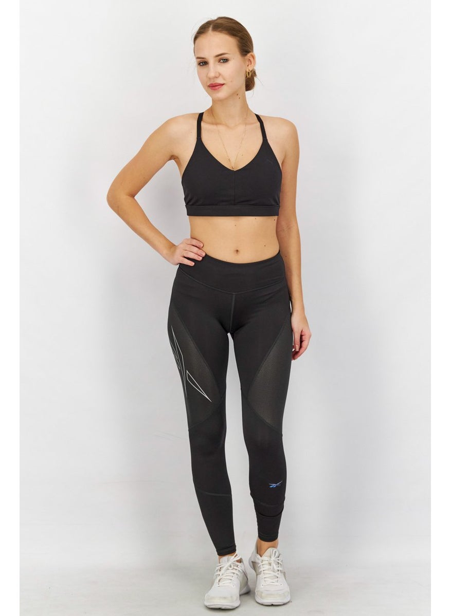 Reebok Women Sports Fit Brand Logo Tights, Black  - Image 4