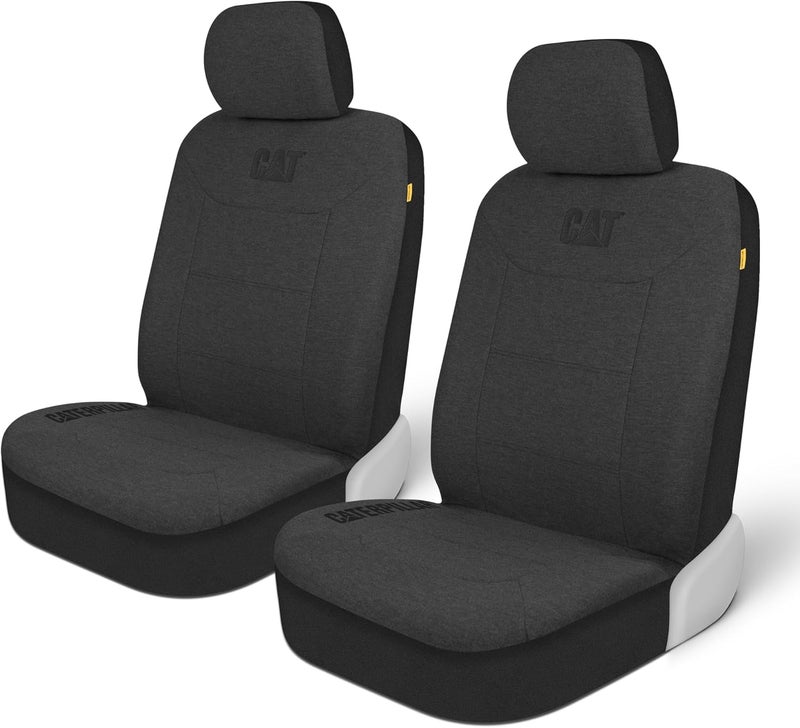 Cat CozyBlend Car Seat Covers, Charcoal Heather - Premium Jersey Fabric Seat Covers for Cars Trucks SUV, Breathable Cotton Car Seat Covers Front Seats Only, Universal Fit Automotive Interior Covers - Image 1