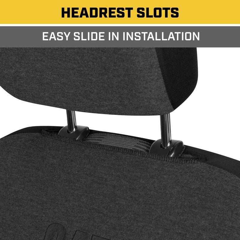Cat CozyBlend Car Seat Covers, Charcoal Heather - Premium Jersey Fabric Seat Covers for Cars Trucks SUV, Breathable Cotton Car Seat Covers Front Seats Only, Universal Fit Automotive Interior Covers - Image 5