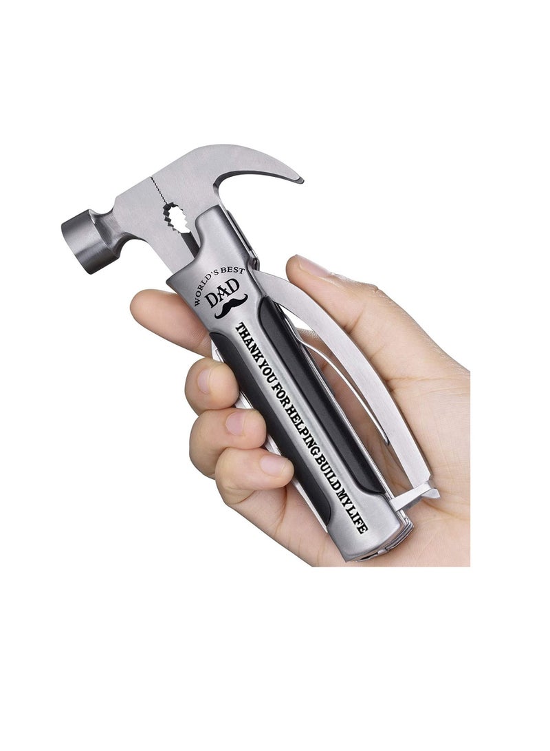 VEITORLD All in One Survival Tools Small Hammer Multitool, Gifts for Dad from Kids Unique Birthday Gift Ideas for Dad Men Him from Daughter Son, Cool Gadgets Stocking Stuffers for Men - Image 1