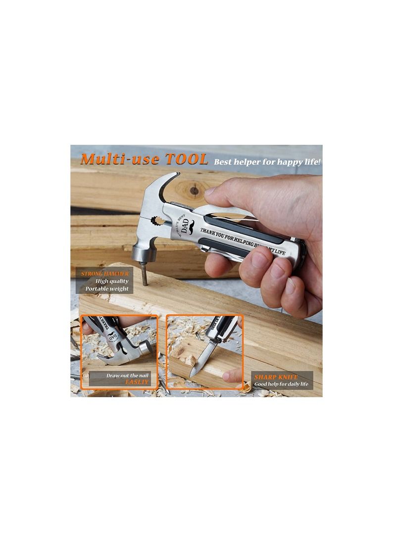 VEITORLD All in One Survival Tools Small Hammer Multitool, Gifts for Dad from Kids Unique Birthday Gift Ideas for Dad Men Him from Daughter Son, Cool Gadgets Stocking Stuffers for Men - Image 3
