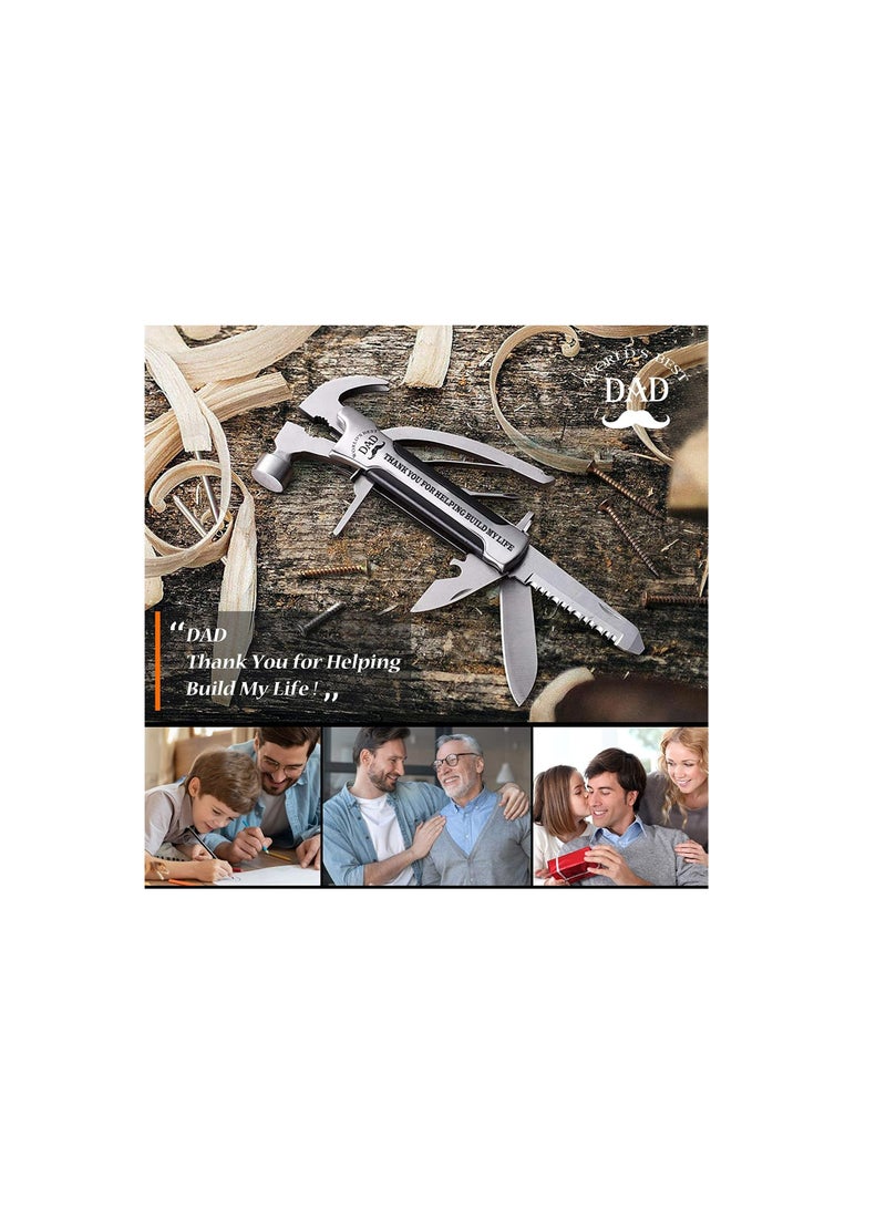VEITORLD All in One Survival Tools Small Hammer Multitool, Gifts for Dad from Kids Unique Birthday Gift Ideas for Dad Men Him from Daughter Son, Cool Gadgets Stocking Stuffers for Men - Image 4