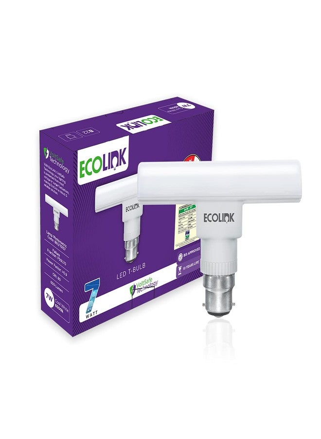 إيكو لينك مصباح EcoLink ذو قاعدة B22 مرنة وقابلة للدوران على شكل حرف T بقوة 7 وات (أبيض بارد، عبوة من 4 قطع) - Image 2