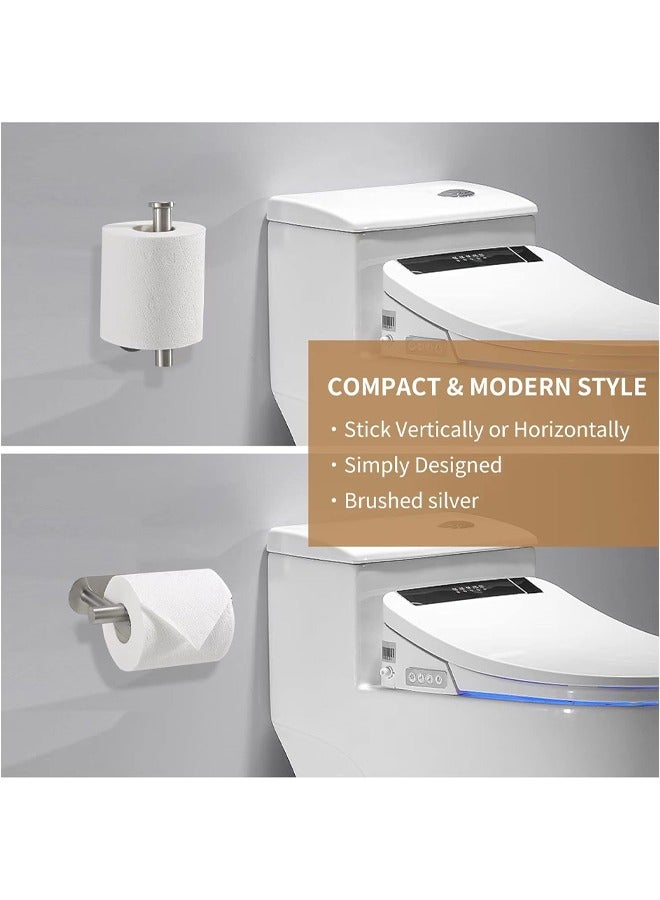 حامل ورق التواليت للحمام، حامل ورق التواليت عالي الجودة من الفولاذ المقاوم للصدأ مثبت على الحائط، شريط ذاتي اللصق، حامل ورق التواليت للحمام والمطبخ والحمام، بدون حفر (فضي) - Image 4