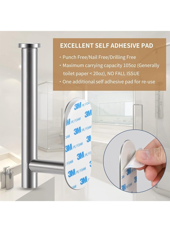 حامل ورق التواليت للحمام، حامل ورق التواليت عالي الجودة من الفولاذ المقاوم للصدأ مثبت على الحائط، شريط ذاتي اللصق، حامل ورق التواليت للحمام والمطبخ والحمام، بدون حفر (فضي) - Image 5
