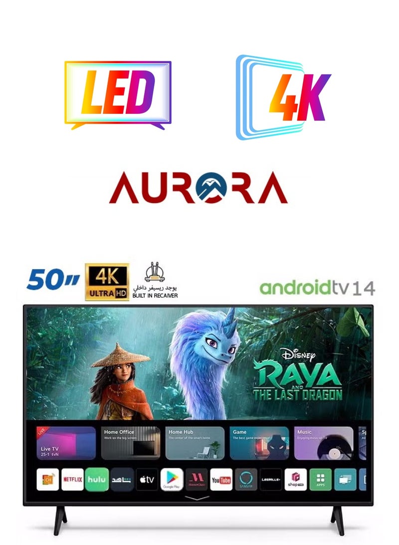 اورورا تلفزيون أورورا الذكي 50 بوصة 4K UHD LED، أندرويد 14، AR-50LPS - Image 1