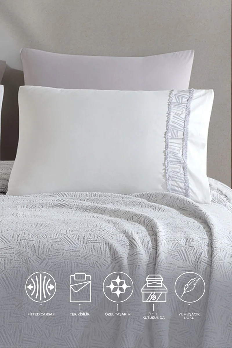 Elart Giza Blanket Set Single 4 Piece Gray