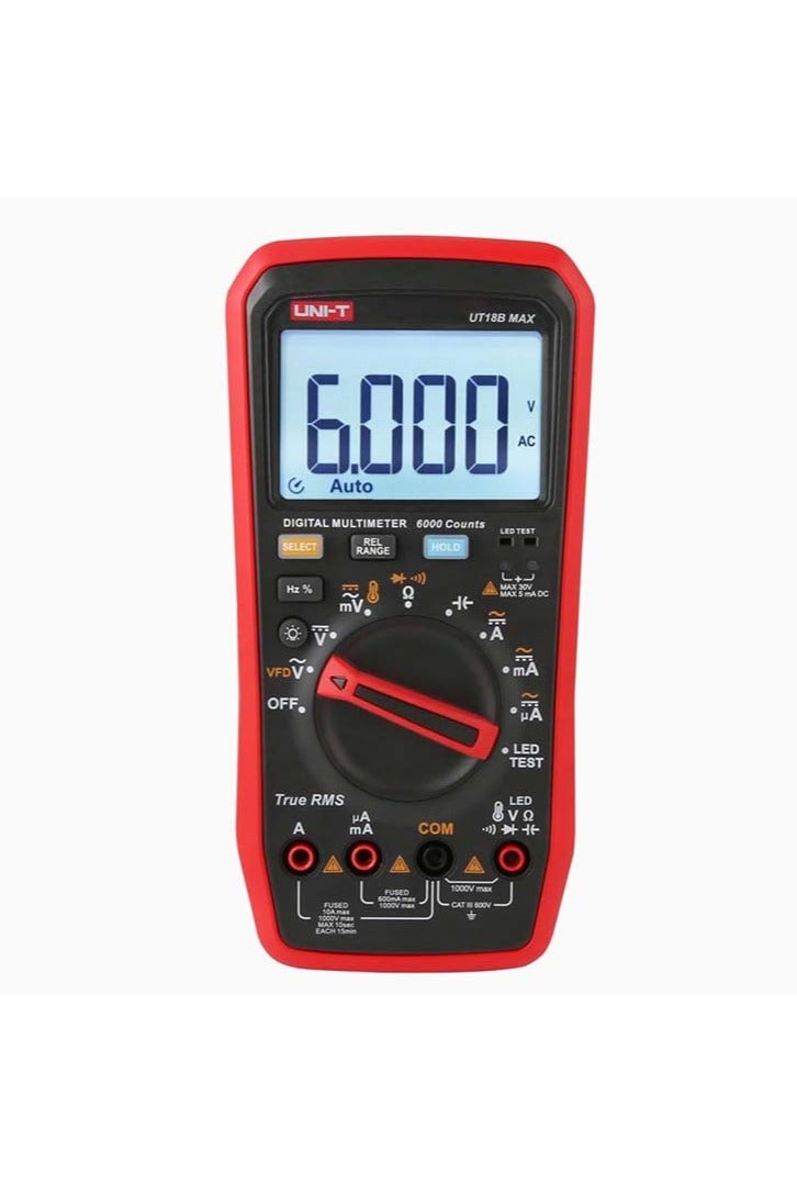 UniT UNI-T UT18B Max Digital Multimeter VFD AC DC Ammeter Voltmeter Resistance Capacitance Frequency Electric Multi Meter (UT18B MAX) - Image 3