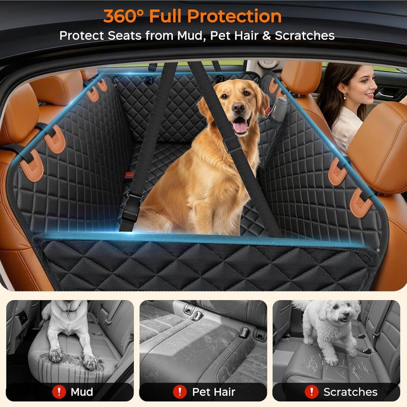URPOWER Simple multi-color universal build Dog Car Seat Cover for Pets 100% Waterproof Seat Cover Hammock 600D Heavy Duty Scratch Proof Nonslip Durable Soft Back Seat Covers for Cars Trucks and SUVs Practical build - Image 2