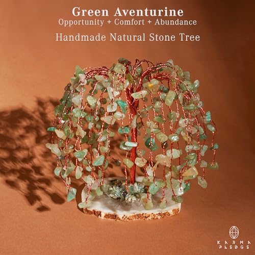 KARMAPLEDGE Chakra Tree of Life Birthday Gifts for Women Home and Office Decor Handmade Green Aventurine Crystal Tree for Money Positivity Reiki Healing Spiritual Good Luck Gifts for Mom Dad - Image 3