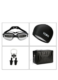 GROIC 5 Pieces Adjustable Swimming Goggles Sets Anti-Leak, Anti-Fog,with Swimming Cap,Nose Clip Ear Plugs,Waterproof Bag Case , Suitable for Adult Men ,Women ,Teenagers,Beginners, Professionals  - Image 4