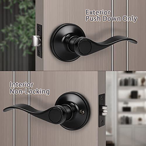 KNOBWELL 4 Pack Passage Door Lever Door Handle Non-Locking Lever Set for Hallway Door or Closet with a Matte Black Finish, Reversible for Right or Left Side - Image 2