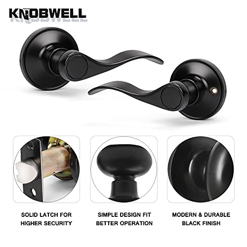 KNOBWELL 4 Pack Passage Door Lever Door Handle Non-Locking Lever Set for Hallway Door or Closet with a Matte Black Finish, Reversible for Right or Left Side - Image 4