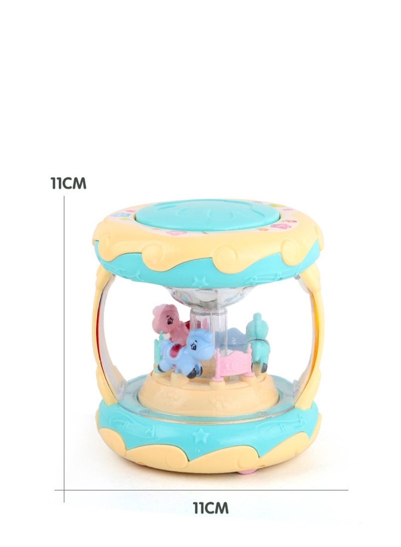 Baby Educational Carousel Clapping Drum With Music Starlight Projection Multifunctional Three-Dimensional Hand Clapping Drum Toy (Blue Pink) - Image 5