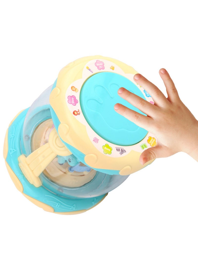 Baby Educational Carousel Clapping Drum With Music Starlight Projection Multifunctional Three-Dimensional Hand Clapping Drum Toy (Blue Pink) - Image 2