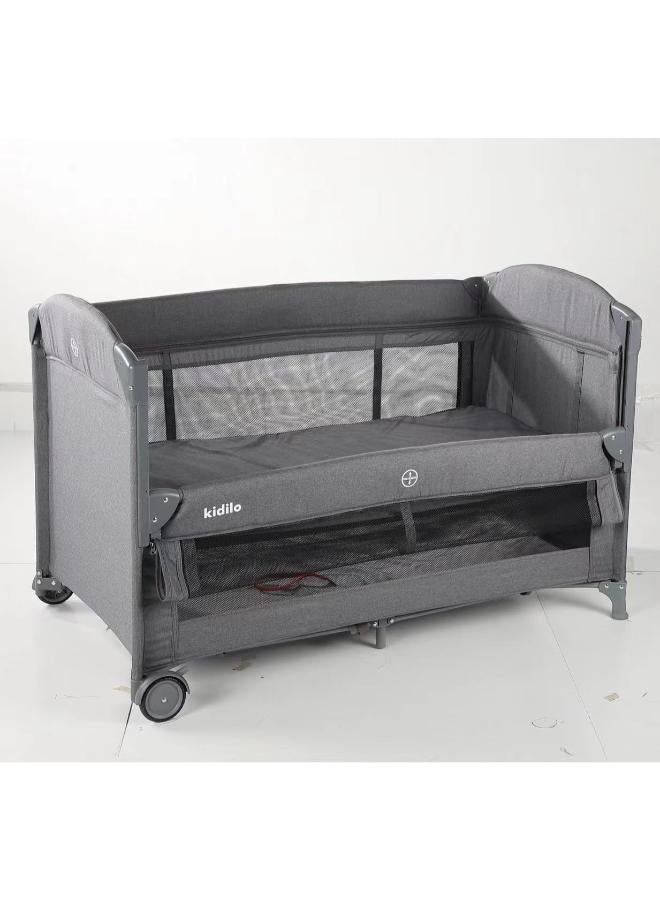 Multifunctional 2 Levels Sleeping Bed Side Opening Changing Table Rocking Mosquito Extra Large Hanging Toys Music Tank for Baby Items Code T-702L Color (DARK GRAY) - Image 2