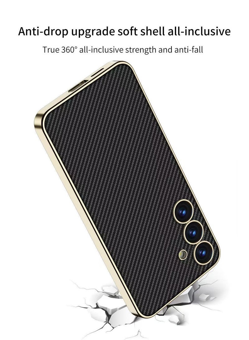 Fits Samsung S25Ultra case, luxury gold-plated leather business premium classic case, non-slip, scratch-resistant - Image 2