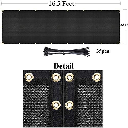 DearHouse Balcony Privacy Screen Cover, 3.5ft x16.5ft Privacy Screen Balcony Shield for Porch Deck Outdoor Backyard Patio Balconys, Includes 35 pc Cable Ties - Image 4