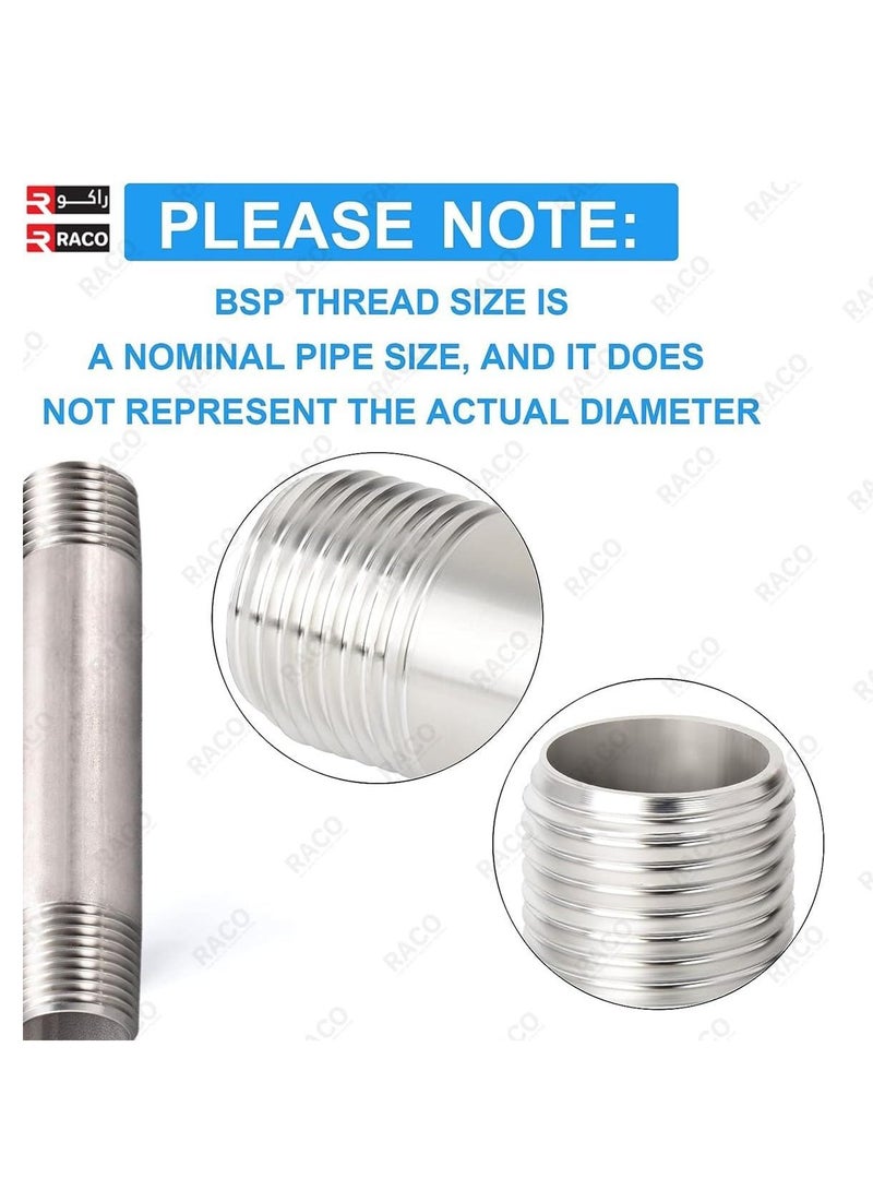 RACO SS Barrel Nipple | Stainless Steel Pipe Fitting for Industrial, Air, Fuel and Water Pipe Application and DIY Decoration Projects, (6” Length (150mm)) - Image 3