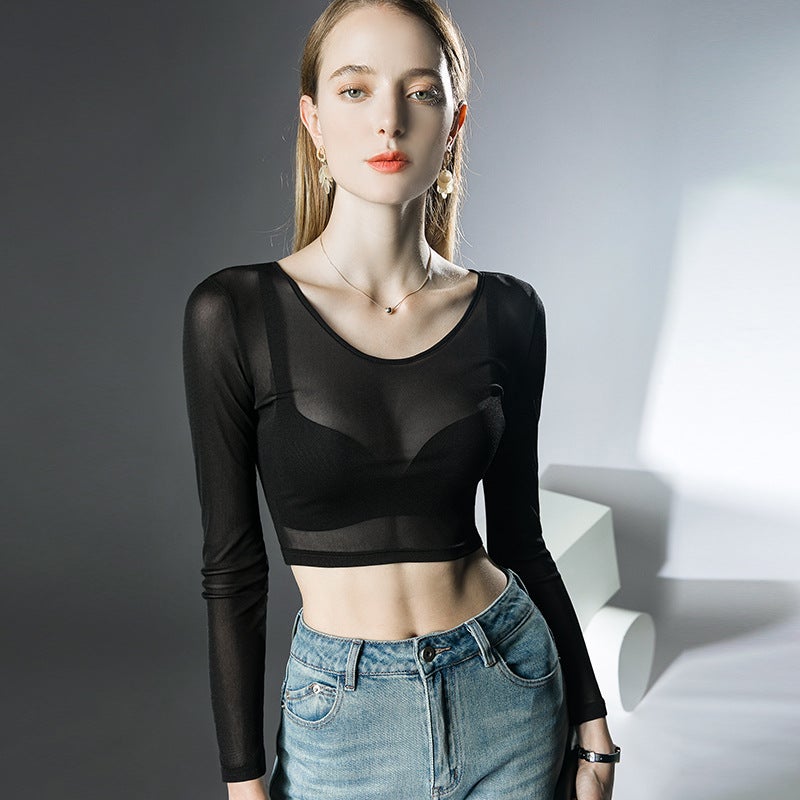 Mesh Long Sleeve New Short Inner Base Shirt Thin - Image 1