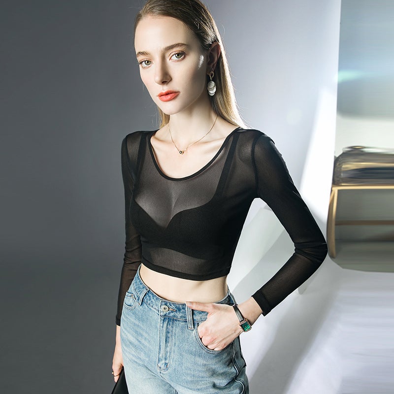 Mesh Long Sleeve New Short Inner Base Shirt Thin - Image 5