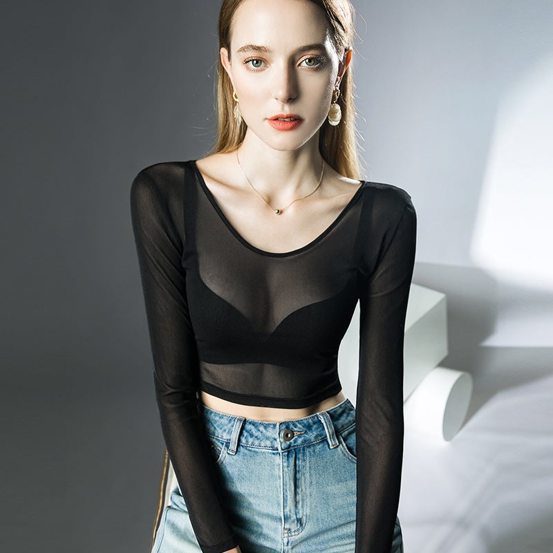 Mesh Long Sleeve New Short Inner Base Shirt Thin - Image 3