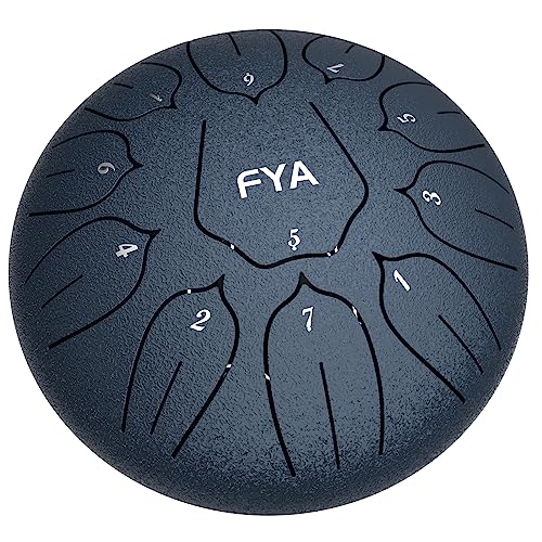FYA 10 Inch Steel Tongue Drum 11 Notes D Major for Kids and Adults with Rubber Mallets, Finger Picks and Padded Travel Bag, Unique Gifts for Him or Her (Navy Blue-11 Note 10 Inch) - Image 1
