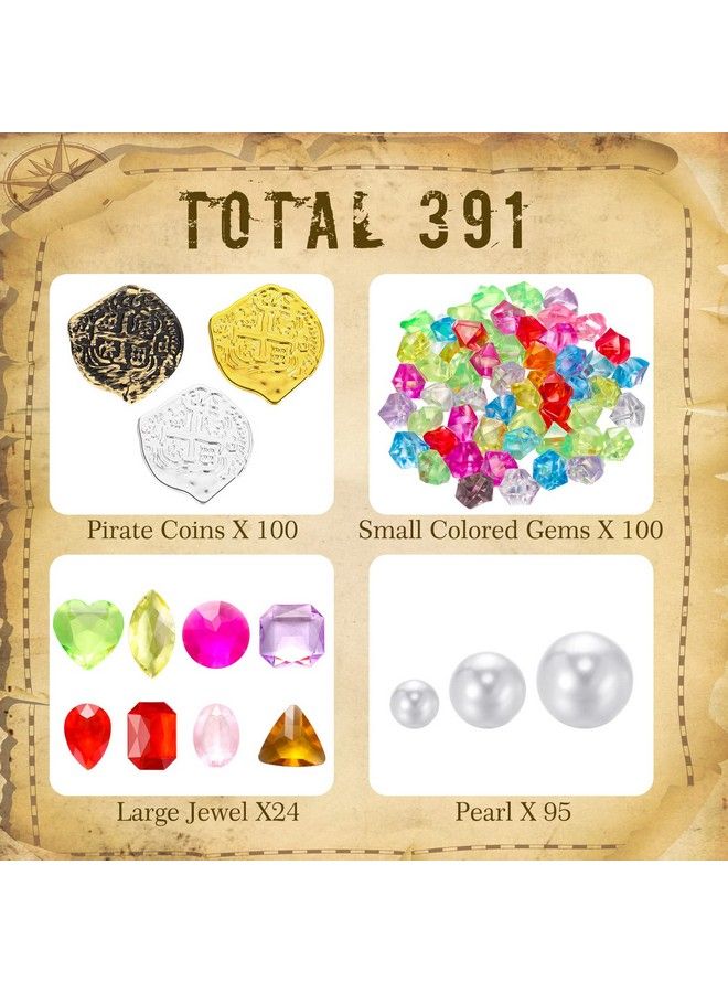 Hanaive 319 Pcs Pirate Treasure Pirate Gold Fake Coins Metal Pirate Gems And Jewels Playset Pirate Party Decor Treasure For Pirates Themed Adventures 2023 Graduation Coins  - Image 3
