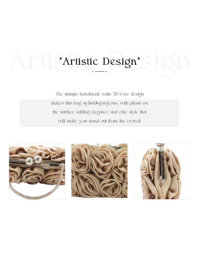 KASTWAVE Women Evening Clutch Bag Floral Satin Purses Detachable Strap Clutch Bag Floral Clutch Bag Detachable Strap Purses Floral Clutch Bag for Wedding, Party, Prom - Image 5