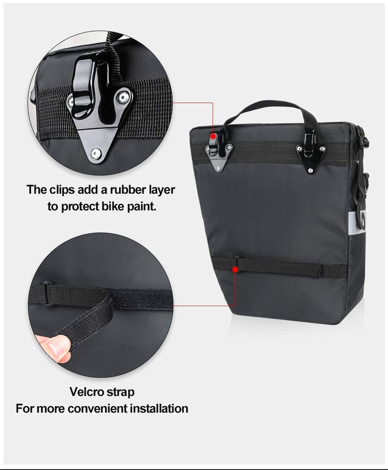 Rhinowalk Bike Pannier Bag Set for Bicycle Cargo Rack Saddle Bag Shoulder Bag Laptop Pannier Rack Bicycle Bag Professional Cycling Accessories 3 in 1-Black - Image 4