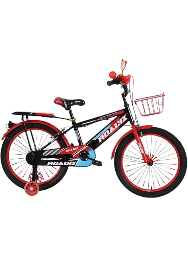 دراجة أطفال مقاس 20 بوصة للأولاد والبنات من عمر 7 سنوات فما فوق، مزودة بعجلات مساعدة، وفرامل يدوية، وفرامل خلفية، وسلة قابلة للإزالة.