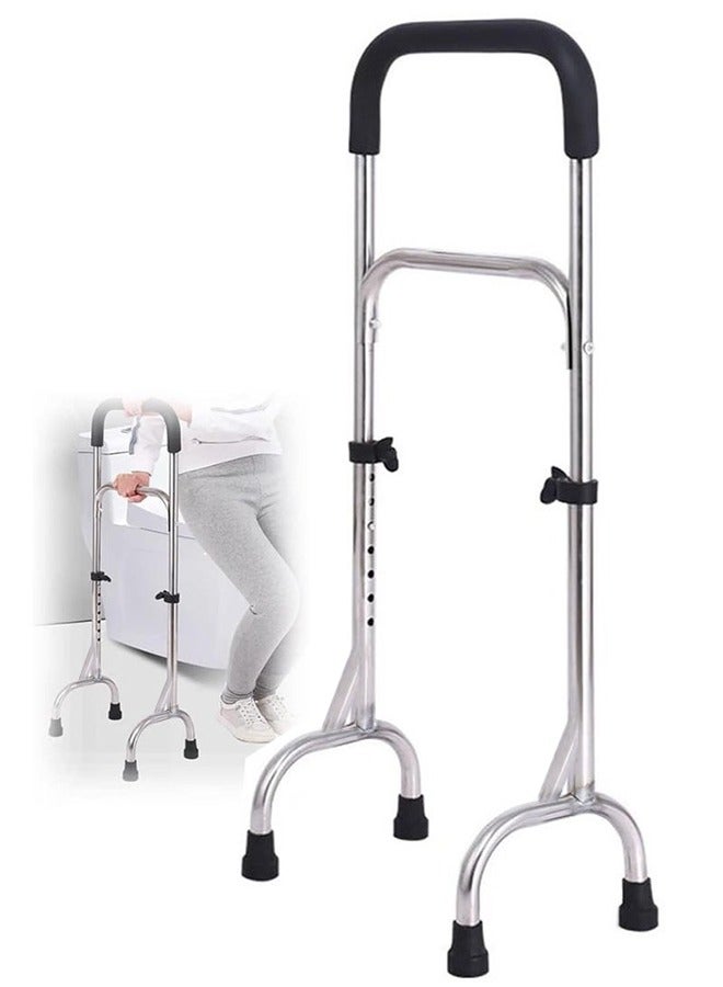 شو وو عصا مشي رباعية الأرجل قابلة للتعديل بقاعدة عريضة وأربعة أرجل وعصا خفيفة الوزن من الفولاذ المقاوم للصدأ للمساعدة في الحركة الدائمة - Image 1