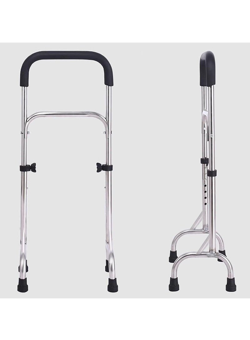 شو وو عصا مشي رباعية الأرجل قابلة للتعديل بقاعدة عريضة وأربعة أرجل وعصا خفيفة الوزن من الفولاذ المقاوم للصدأ للمساعدة في الحركة الدائمة - Image 2