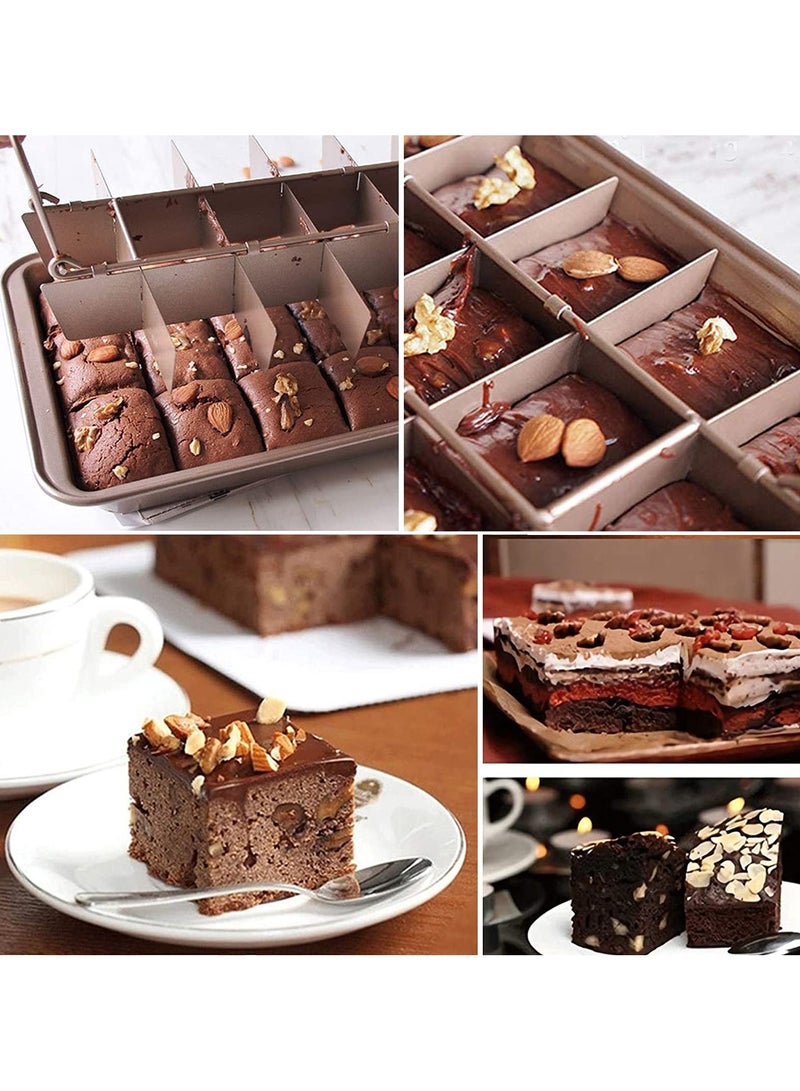 Bukela Brownie Baking Tray, Non-Stick Brownie Cake Pan with Dividers and Grips, 18 Pre-slice Brownie Pan for Baking Bread, Cookie, Cake, Chocolate(Champagne Gold) - Image 2