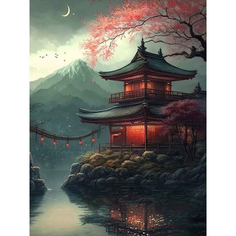 5D DIY Diamond Painting Kit Lotus Flower 50x70cm 19.6x27.5in Round Square Diamond Beads Color Coded For Home Decor Landscape Art Craft Activity Hobby - Image 5