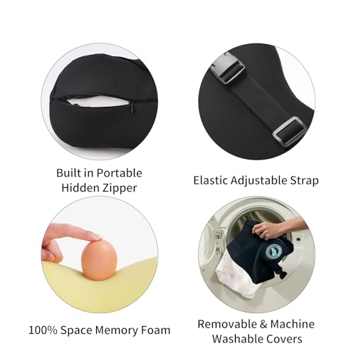 SPRFUFLY 2 Pack - Car Headrest Pillow for Neck Support, 100% Memory Foam Car Neck Pillow with Sleep Mask - Universal Fit Head Rest Travel Pillow Car Pillow for Pain Relief While Driving(Contains 2 Eye Masks) - Image 3