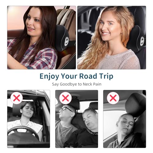 SPRFUFLY 2 Pack - Car Headrest Pillow for Neck Support, 100% Memory Foam Car Neck Pillow with Sleep Mask - Universal Fit Head Rest Travel Pillow Car Pillow for Pain Relief While Driving(Contains 2 Eye Masks) - Image 4