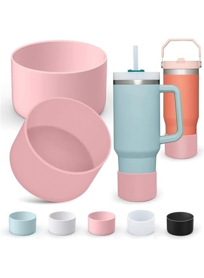 هوكور قطعتان من غلاف السيليكون لغطاء الحذاء لكوب Stanley Quencher سعة 40 أونصة و30 أونصة مع مقبض وغطاء واقي لأسفل كوب زجاجة المياه سعة 20 أونصة و30 أونصة لملحقات كوب Stanley - Image 1