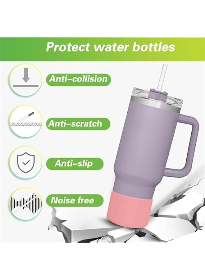 هوكور قطعتان من غلاف السيليكون لغطاء الحذاء لكوب Stanley Quencher سعة 40 أونصة و30 أونصة مع مقبض وغطاء واقي لأسفل كوب زجاجة المياه سعة 20 أونصة و30 أونصة لملحقات كوب Stanley - Image 4