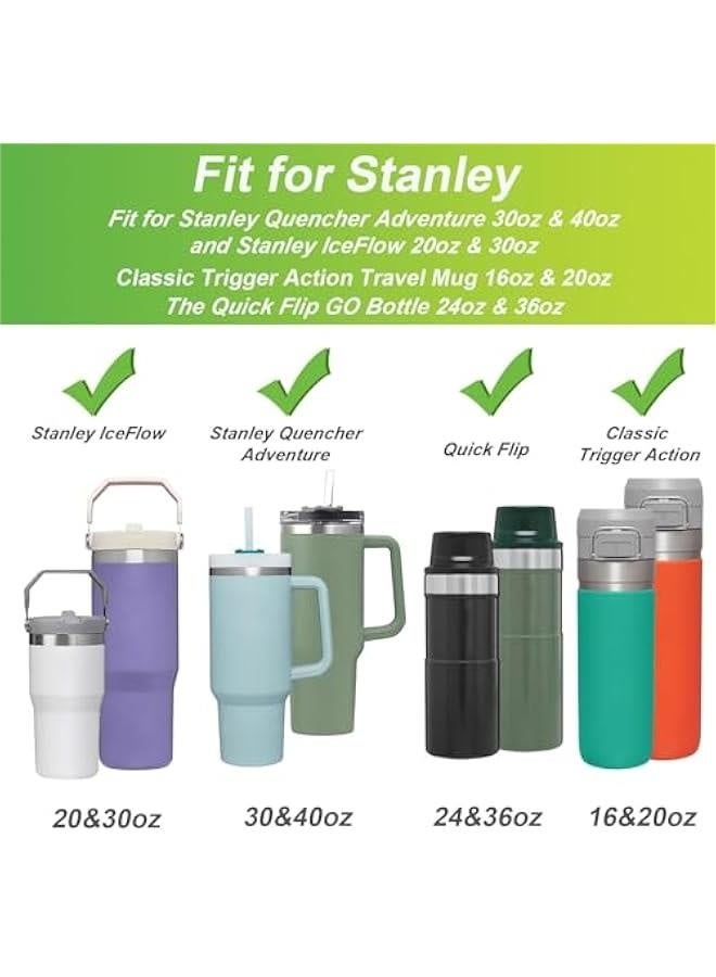 هوكور قطعتان من غلاف السيليكون لغطاء الحذاء لكوب Stanley Quencher سعة 40 أونصة و30 أونصة مع مقبض وغطاء واقي لأسفل كوب زجاجة المياه سعة 20 أونصة و30 أونصة لملحقات كوب Stanley - Image 3