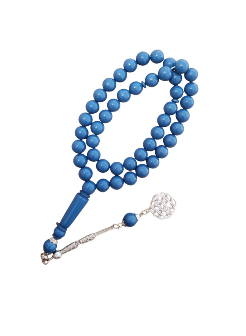 Bakelite prayer beads with tassel, blue color