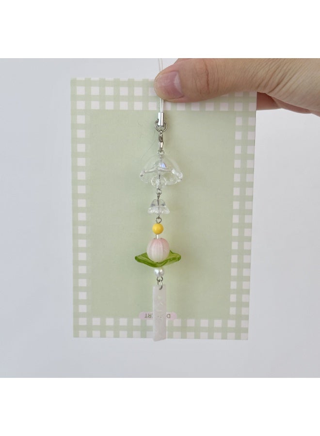 NIBEMINENT Phone Charm/ Chain Strap for Women Girls, Lucky Lotus Cell Phone Case Lanyard Wrist Strap 