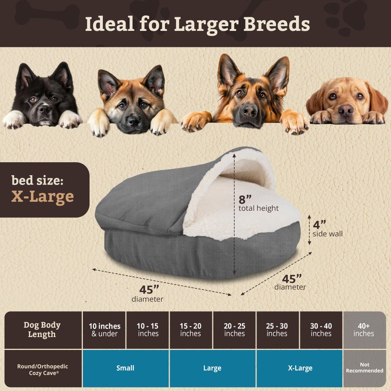 Snoozer Cozy Cave Dog Bed - Indoor Dog Bed with Cover Cave, Covered Calming Burrow for Medium & Large Sized Pets with Blanket Attached, Enclosed, Removable Washable Cover - XL, Heather Gray - Image 3