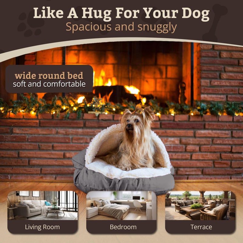 Snoozer Cozy Cave Dog Bed - Indoor Dog Bed with Cover Cave, Covered Calming Burrow for Medium & Large Sized Pets with Blanket Attached, Enclosed, Removable Washable Cover - XL, Heather Gray - Image 4